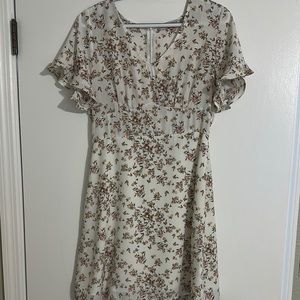 Floral Print Cream Dress
